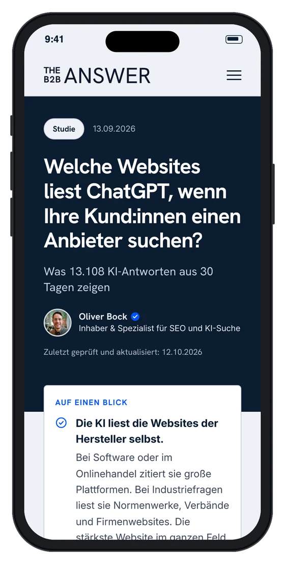 Die SEO-Studie auf einem iPhone: Titel und Auf einen Blick